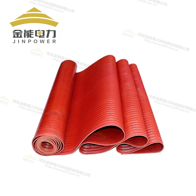 3-10mm紅色常規(guī)條紋防滑絕緣膠墊（5-30kV）